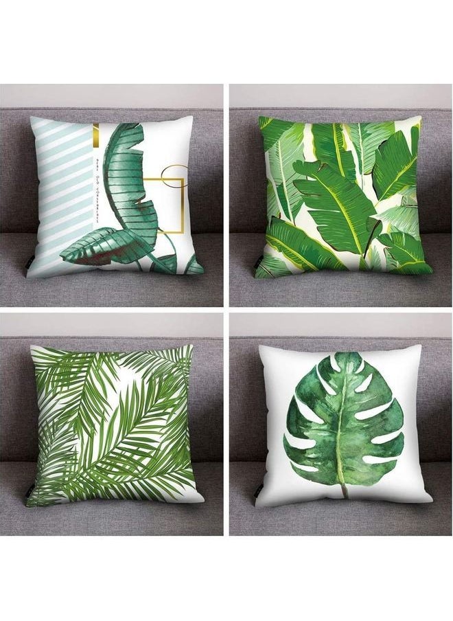 4-Piece Decorative Sofa Pillow Set Green/White/Gold