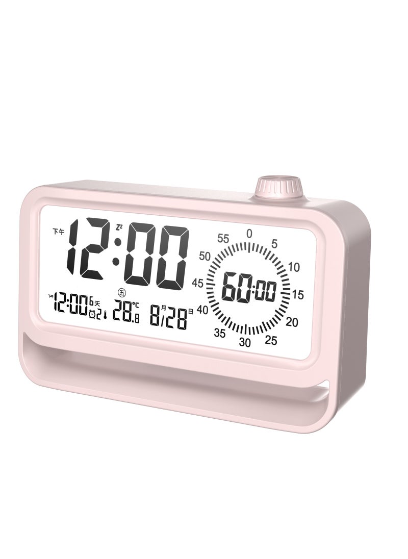 Multifunctional Alarm Clock Night Light with Countdown Timer Charging pink