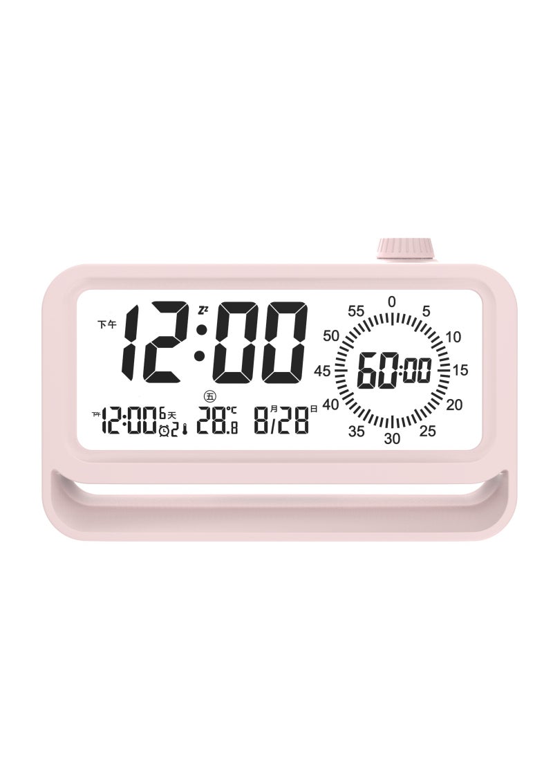 Multifunctional Alarm Clock Night Light with Countdown Timer Battery style pink