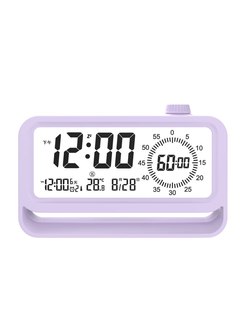 Multifunctional Alarm Clock Night Light with Countdown Timer Battery purple