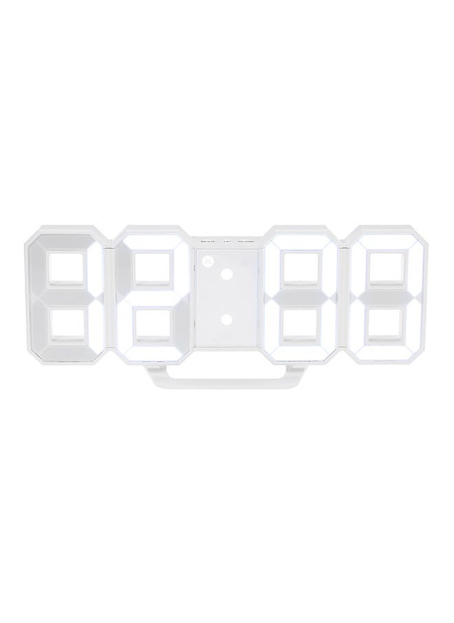 Multifunctional LED Digital Wall Clock 12H/24H Time Display With Alarm White 22x9.3x4.5cm