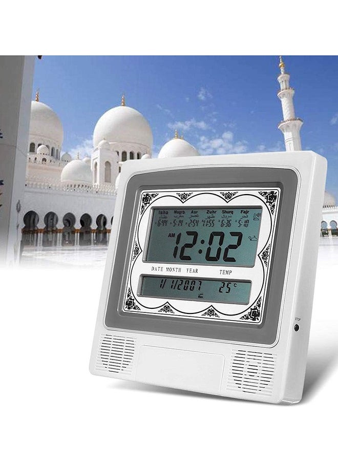 Digital Azan Table Alarm Clock Silver/Black 227x32x215mm