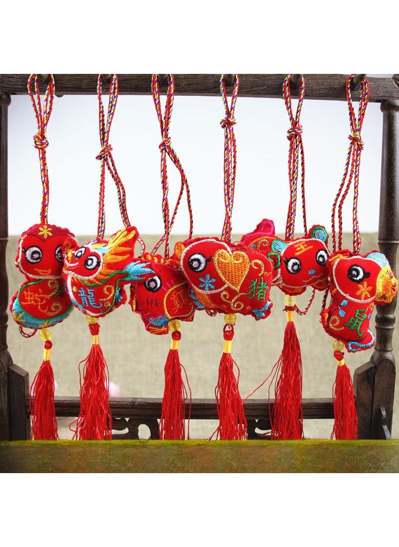 Zodiac Embroidered Sachet for Dragon Boat Festival Red