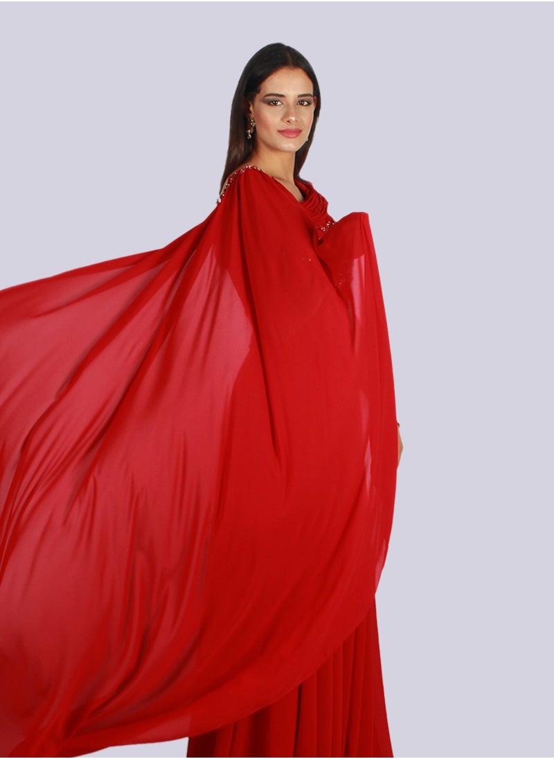 Rose - Shoulder Cape Drape Dress