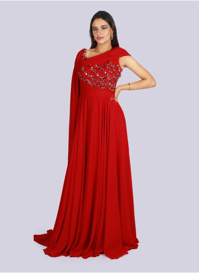 Rose - Shoulder Cape Drape Dress