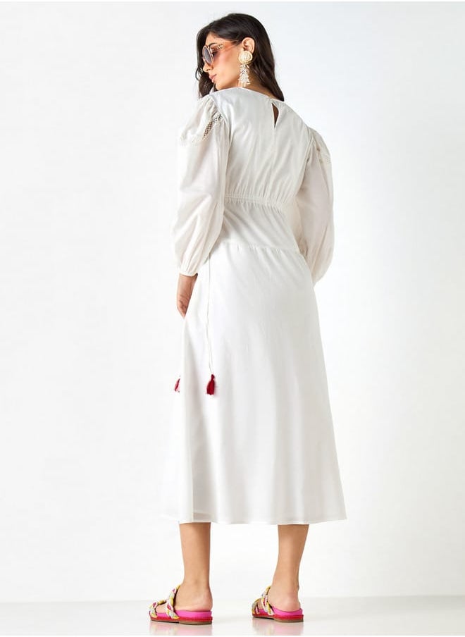 Iconic Embroidered Dress with Long Sleeves