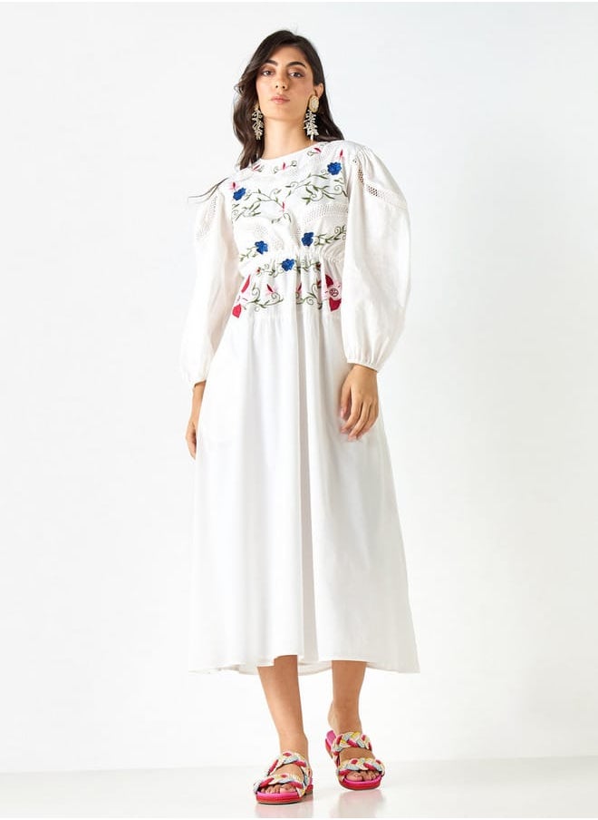 Iconic Embroidered Dress with Long Sleeves