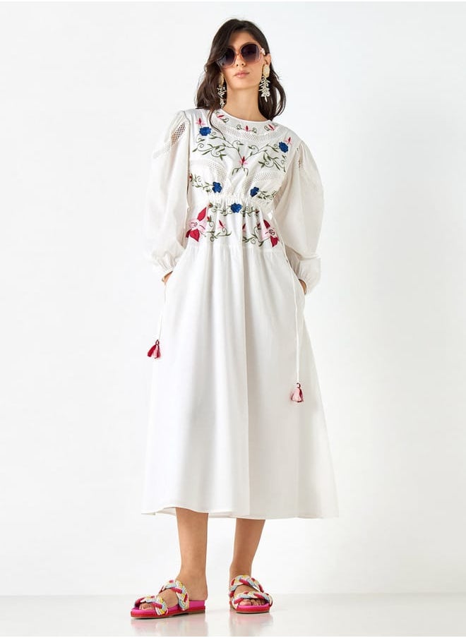 Iconic Embroidered Dress with Long Sleeves