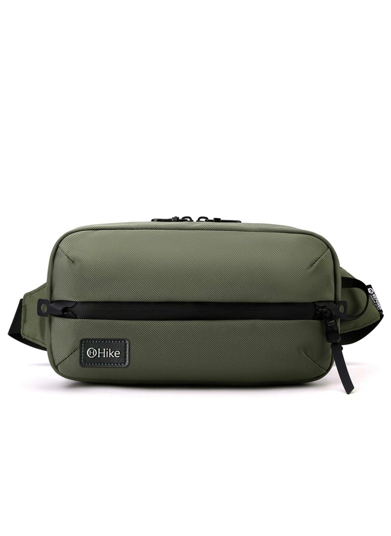 Hike 11-inch Waist Bag Anti-Theft Water Resistant Shock Proof Business Leisure Crossbody Chest Bag for Men and Women, HK2121-Green