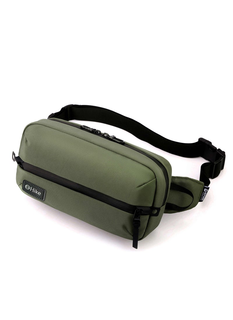 Hike 11-inch Waist Bag Anti-Theft Water Resistant Shock Proof Business Leisure Crossbody Chest Bag for Men and Women, HK2121-Green