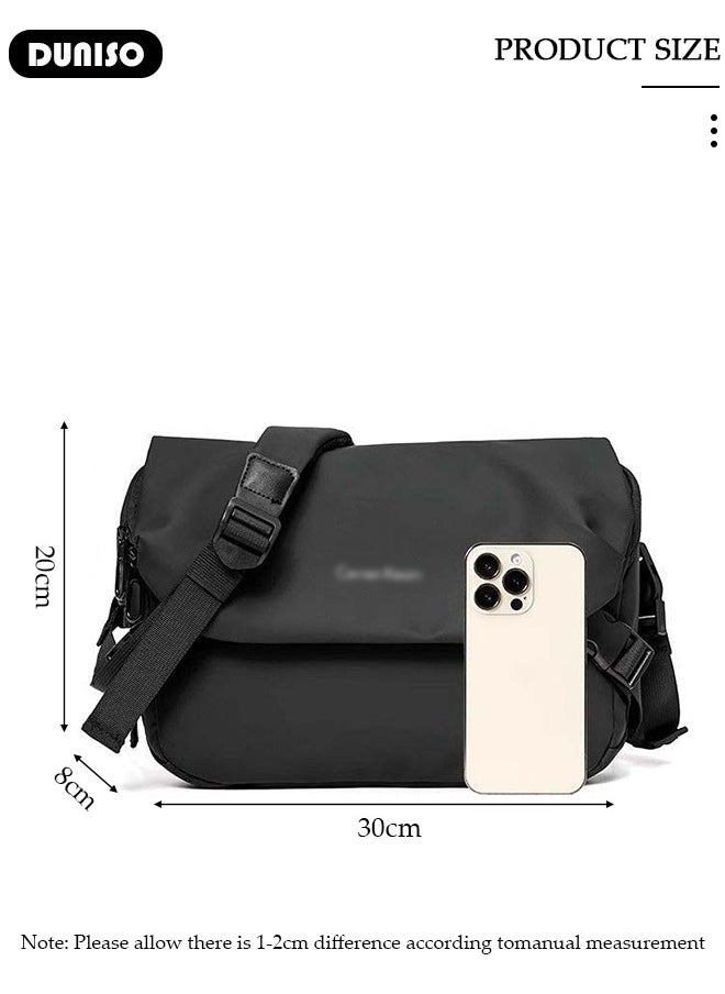 Crossbody Bag for Men and Women, Large Capacity Sling Bag with Adjustable Strap, Nylon Water Resistant Messenger Bag,  Anti Theft Bags with 2 Zippers, Lightweight Shoulder Waist Pouch Bag for Sport Travel Work School