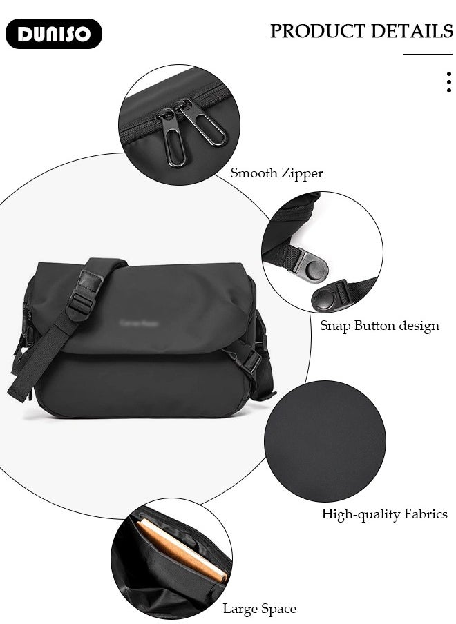 Crossbody Bag for Men and Women, Large Capacity Sling Bag with Adjustable Strap, Nylon Water Resistant Messenger Bag,  Anti Theft Bags with 2 Zippers, Lightweight Shoulder Waist Pouch Bag for Sport Travel Work School