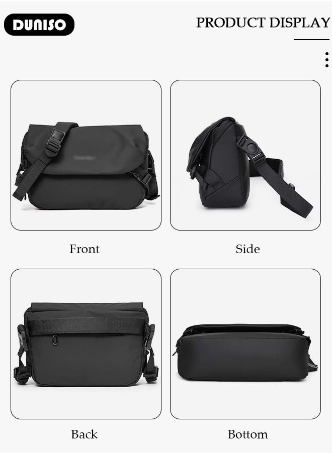 Crossbody Bag for Men and Women, Large Capacity Sling Bag with Adjustable Strap, Nylon Water Resistant Messenger Bag,  Anti Theft Bags with 2 Zippers, Lightweight Shoulder Waist Pouch Bag for Sport Travel Work School