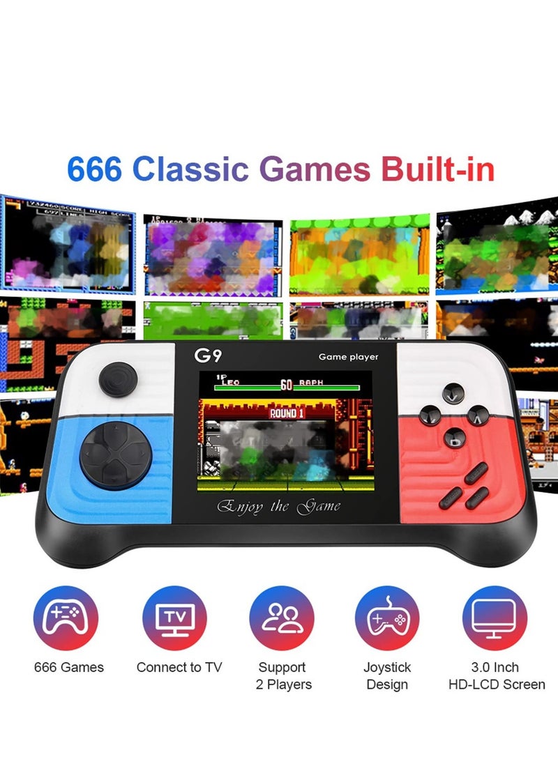 Handheld Game Console with 666 Classical Games,Mini Retro Game Player Support for Connecting TV and Two Players, 1020mAh Rechargeable Battery, Present for Kids and Adult