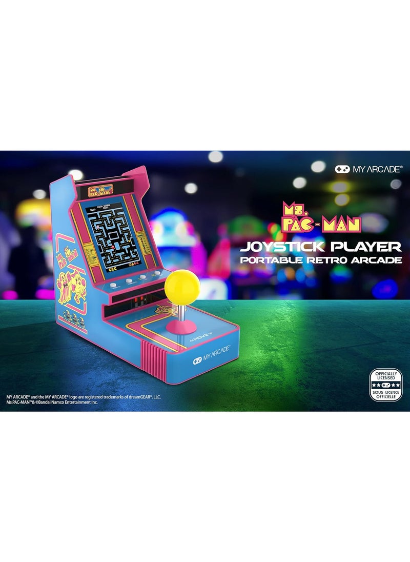 My Arcade Ms. Pac-Man Joystick Player: Arcade Classics, Officially Licensed Mini Video Game Console, 2 Game Modes, Portable Fun Game for Kids and Adults