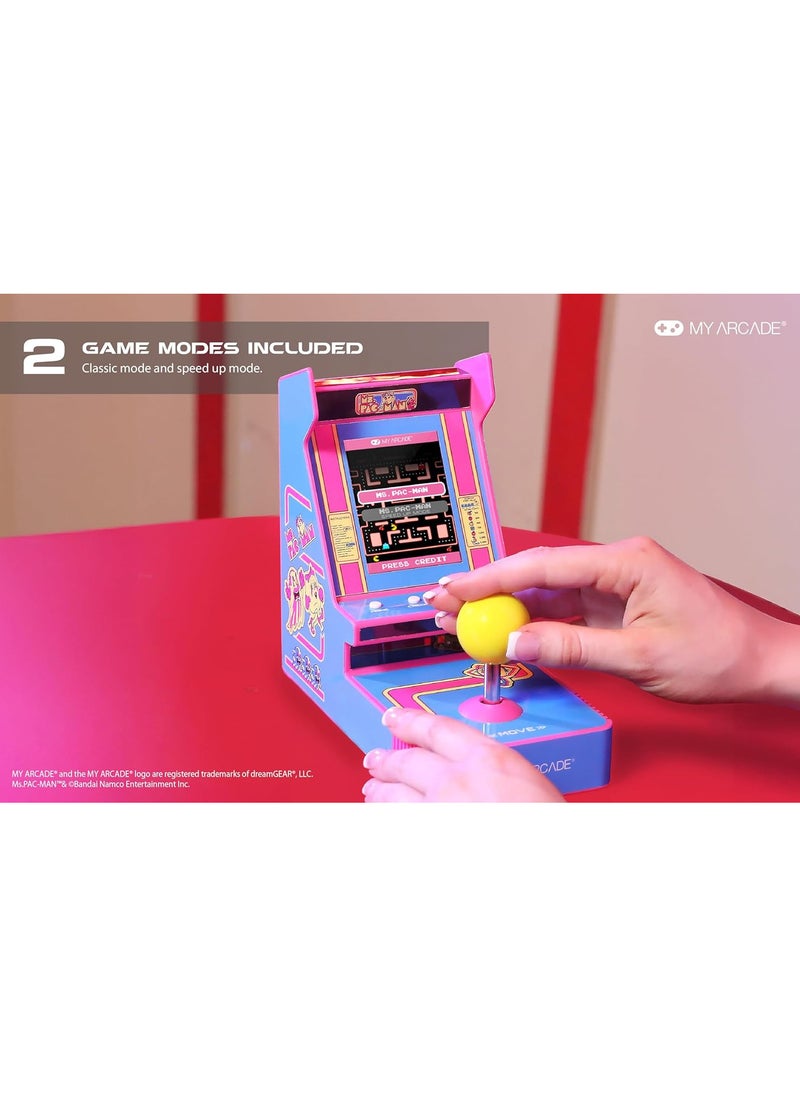 My Arcade Ms. Pac-Man Joystick Player: Arcade Classics, Officially Licensed Mini Video Game Console, 2 Game Modes, Portable Fun Game for Kids and Adults