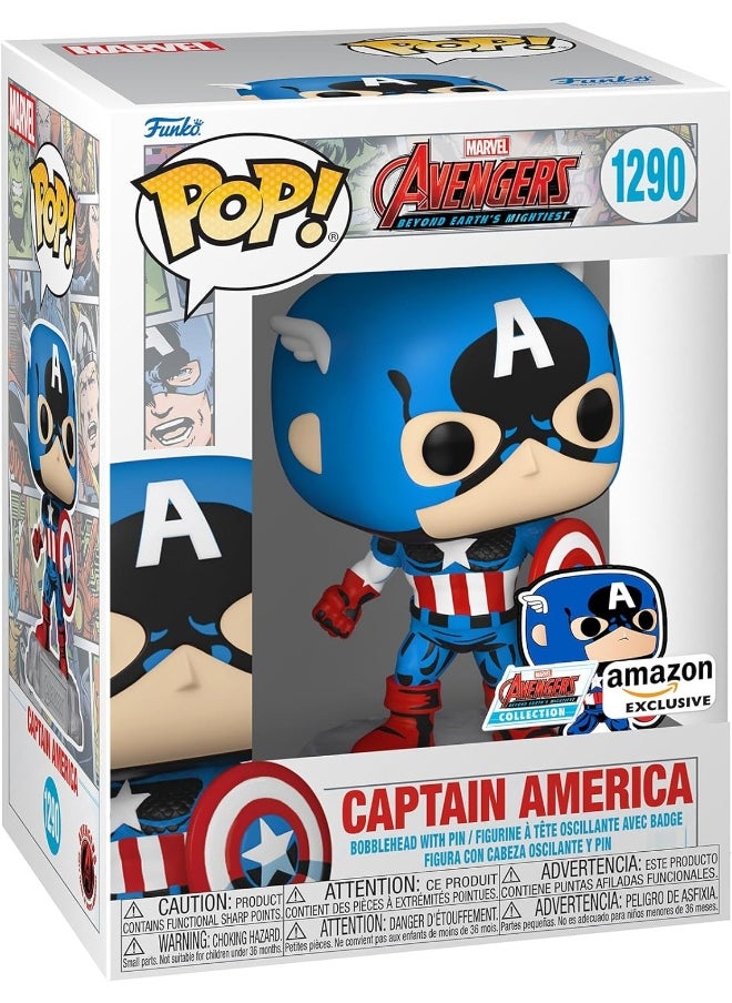 Funko Pop! & Pin: The Avengers: Earth's Mightiest Heroes - 60th Anniversary, Captain America with Pin, Exclusive