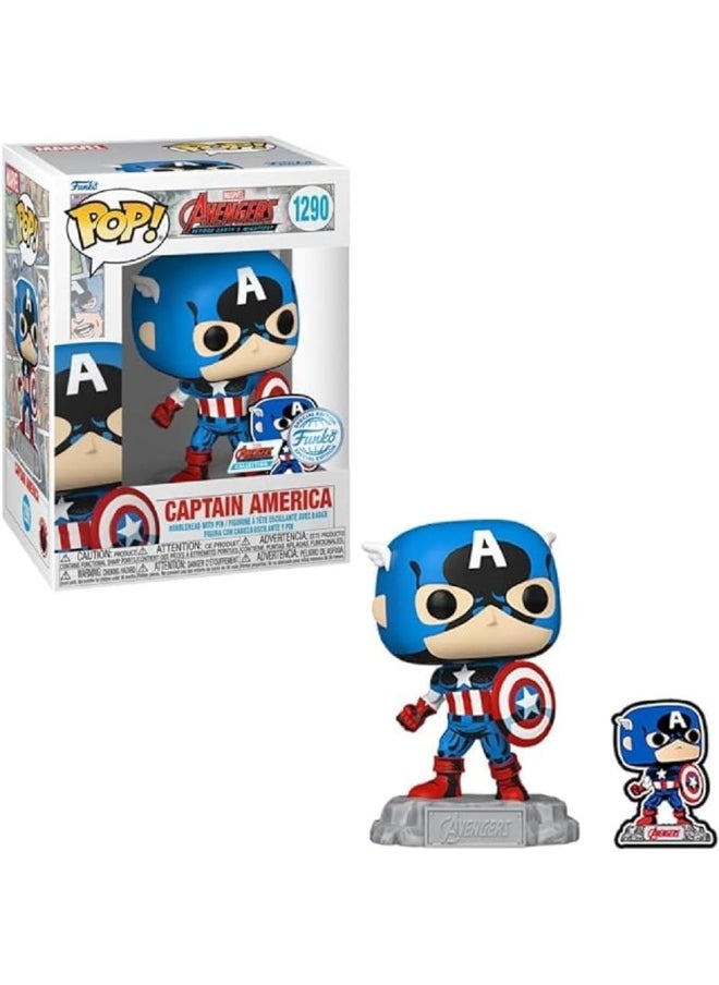 Funko Pop! & Pin: The Avengers: Earth's Mightiest Heroes - 60th Anniversary, Captain America with Pin, Exclusive