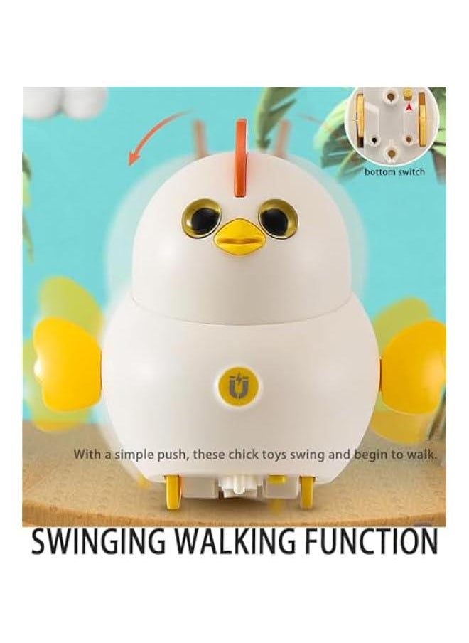 Cute Swinging Walking Chick Toy, Electric Walking Chick Cute Swinging Magnetic Toys, for Baby Toddler Girl Boy Kids Toys Swing Team Lovely Rocking Gifts (WH)