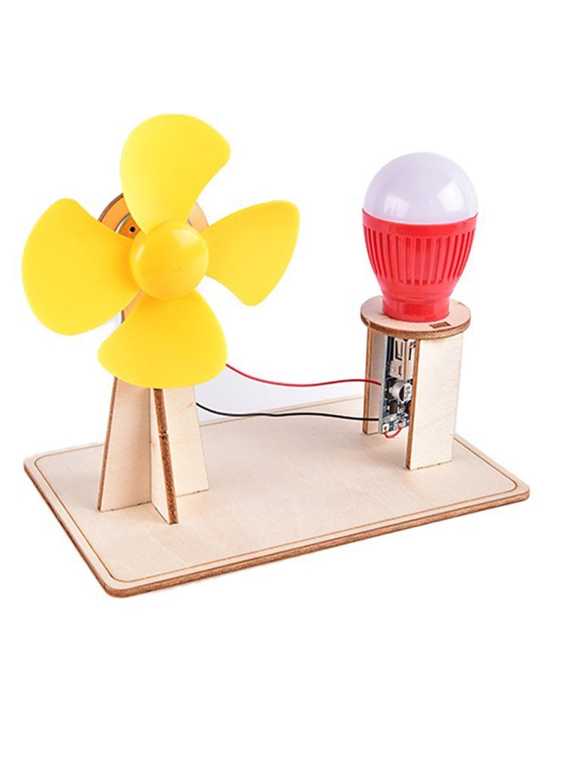 Wooden Wind Generator Model, Wooden Electricity Generator Learning Kit, Safe And Durable Kids Science Toy Funny Technology Educational Toys For Children, (1pc, Brown)