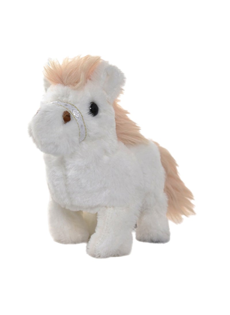 Stuffed Pet Electronic White Horse Simulates Barking, Walking, Interactive Toy Suitable for Kids and Infants