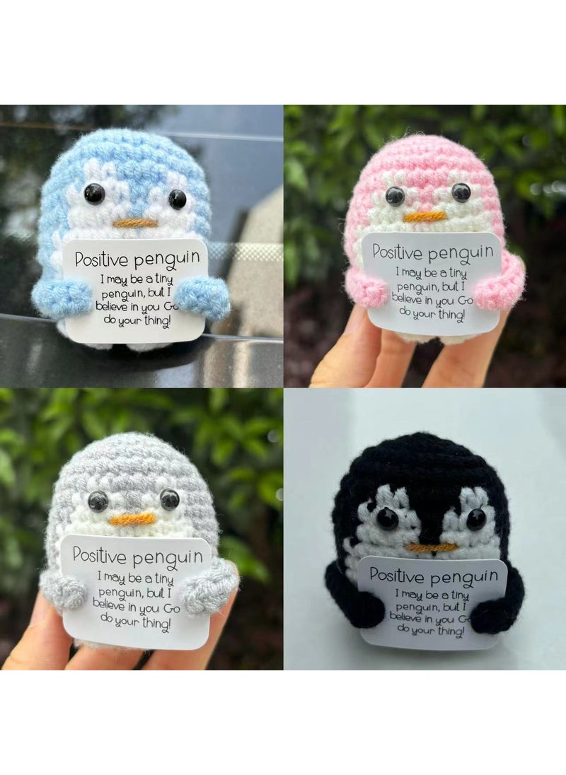 Handmade Knit Penguin Doll Stress Relief A little penguin note color number (blue pink gray black)