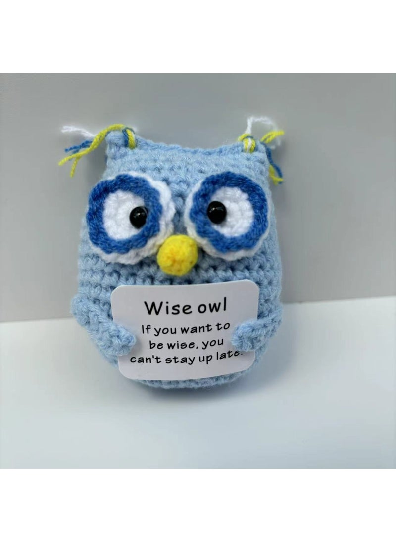 Handmade Knit Penguin Doll Stress Relief owl blue