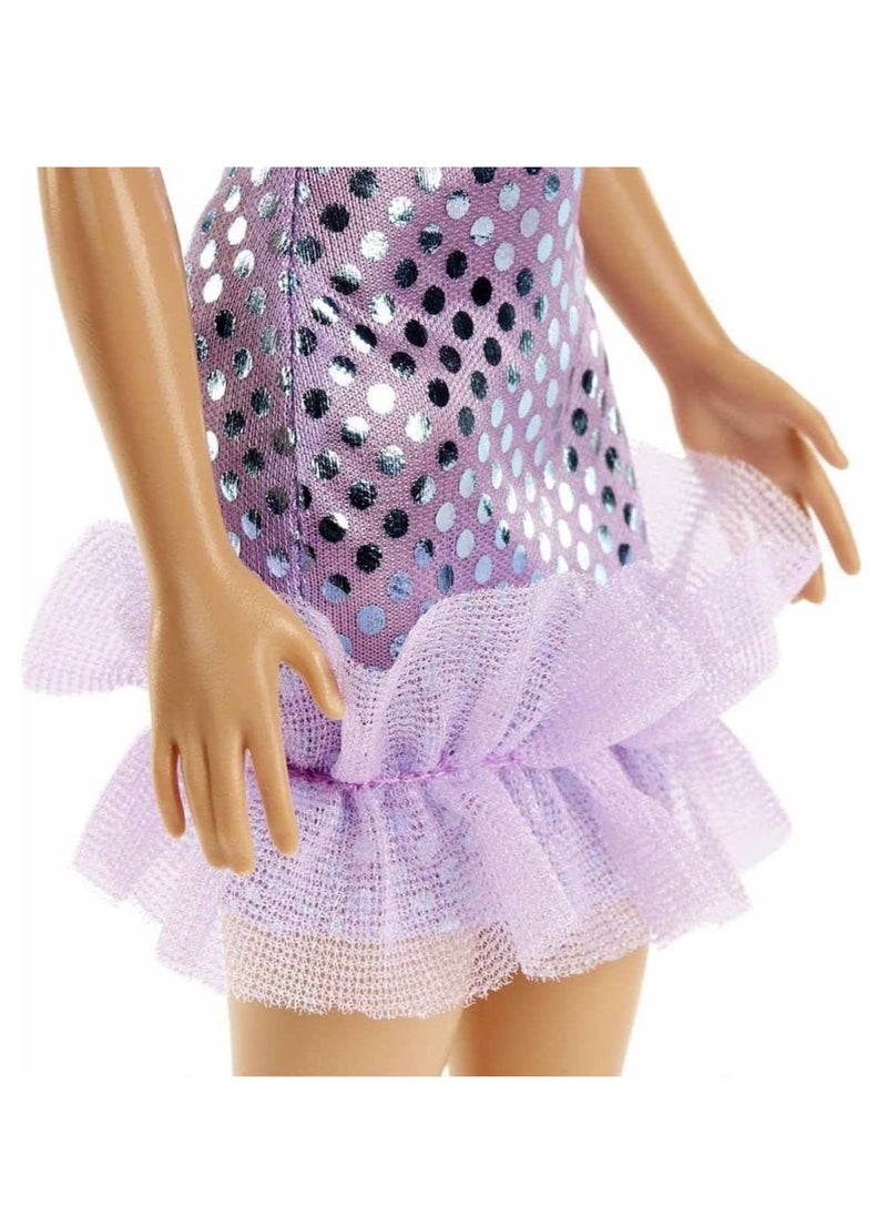 Barbie Mini Glitz Doll Dresses Blonde with Purple Metallic Dress