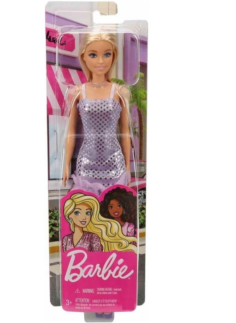 Barbie Mini Glitz Doll Dresses Blonde with Purple Metallic Dress