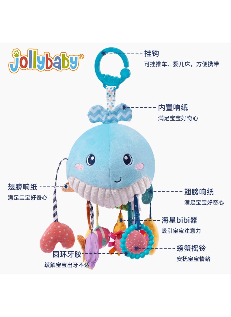 Jollybaby Plush Stroller Bed Hanging Toys Whale pull rope pumping fun