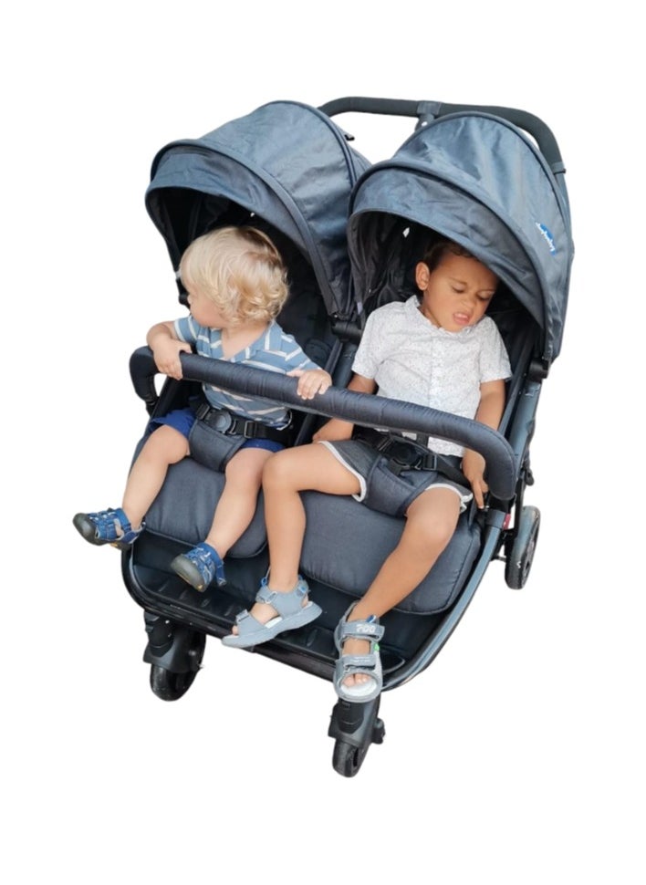 twin stroller side by side for suitable from birth to 15 kg each baby( BLACK,