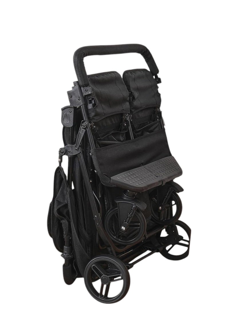 twin stroller side by side for suitable from birth to 15 kg each baby( BLACK,