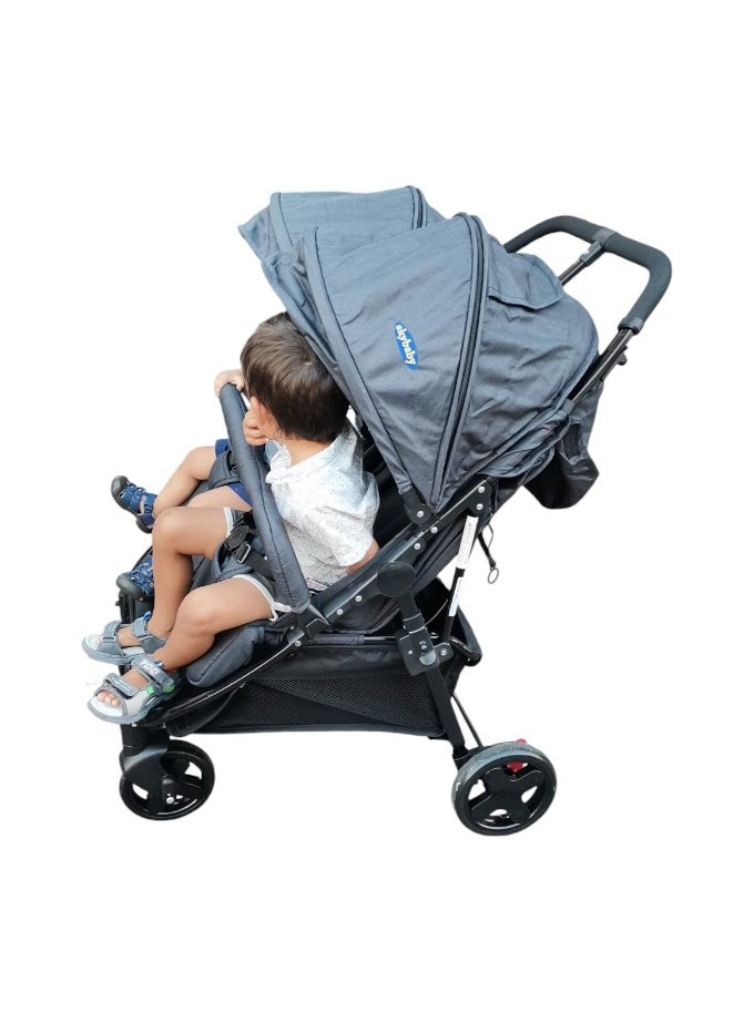 twin stroller side by side for suitable from birth to 15 kg each baby( BLACK,