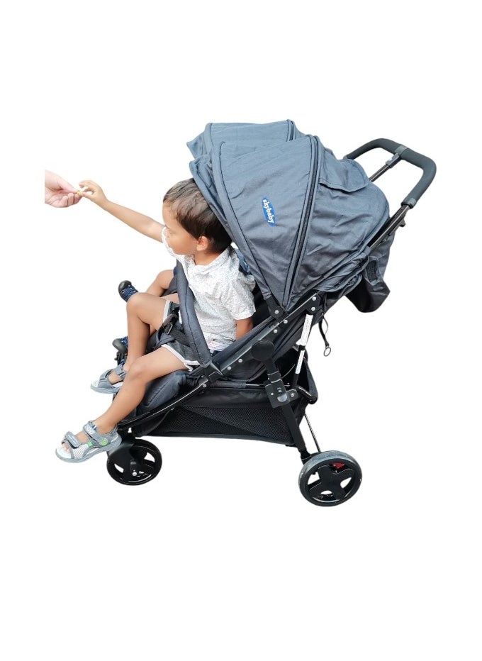 twin stroller side by side for suitable from birth to 15 kg each baby( BLACK,