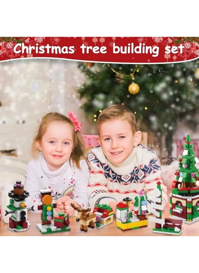 Christmas Building Blocks Set, Mini Building Blocks Christmas Advent Calendar 2024, Christmas Building Blocks Toy, Party Bag Children's Birthday, Toy from 4 Years, Christmas Gifts (Christmas Tree)