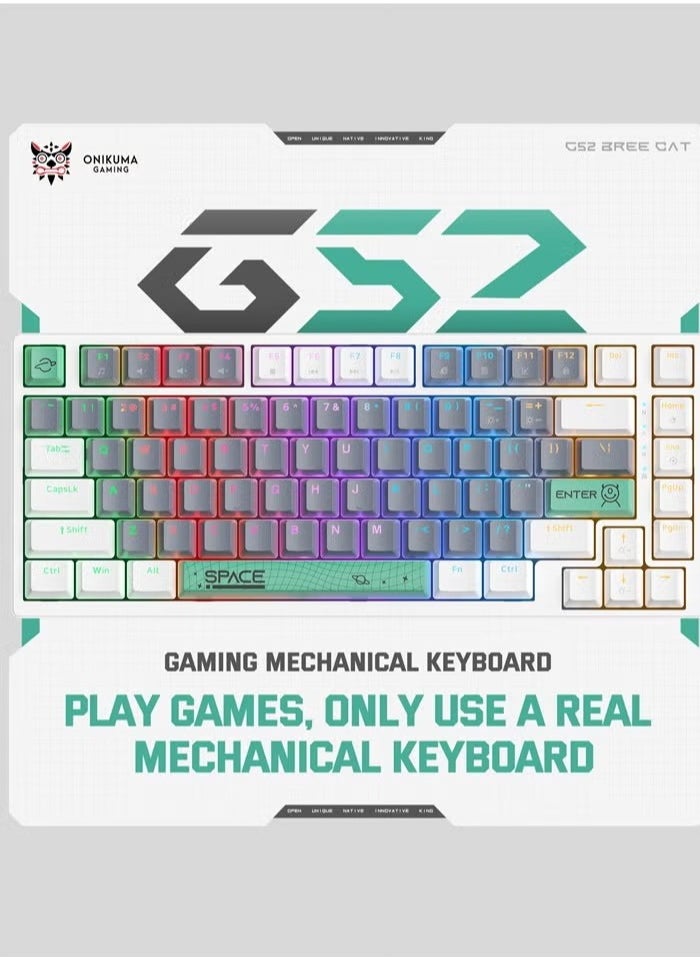 G52 82-Key Brown Switch Mechanical Gaming Keyboard 75% Mini Wired Waterproof Backlight Silent RGB Color Suitable For Computer/Ps4/Xbox Gamers