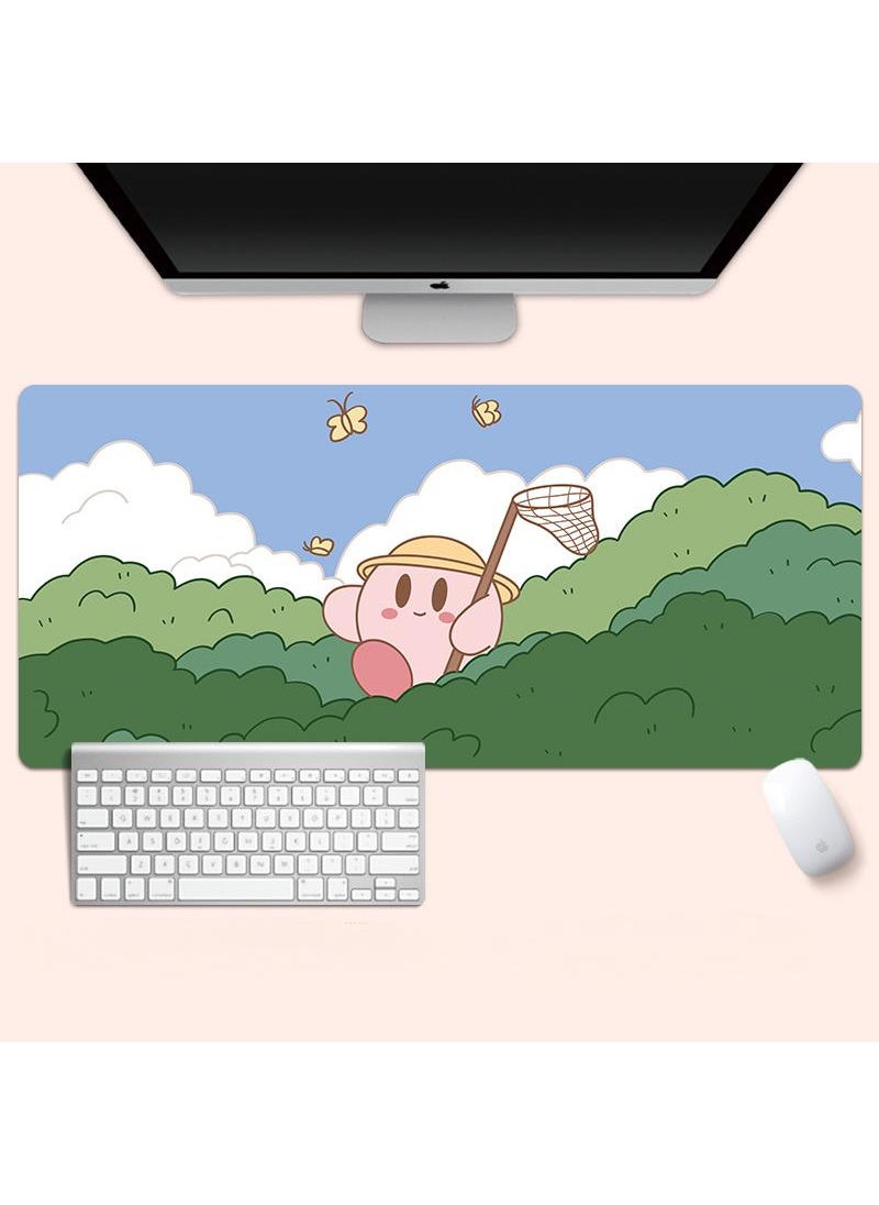 Kirby Gaming Mouse Pad Extended Large Mat Desk Pad Stitched Edges Mousepad Long Mouse Pad And Non-Slip Rubber Base Mice Pad 800X300X4mm