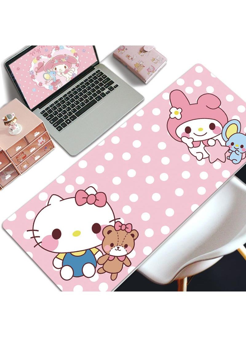 My Melody Girls Gift Gaming Mouse Pad Extended Large Mat Desk Pad Stitched Edges Mousepad Long Mouse Pad And Non-Slip Rubber Base Mice Pad 800X300X4mm