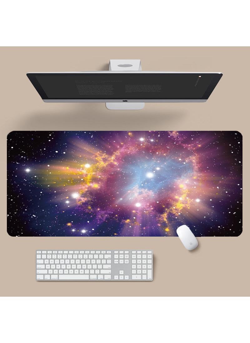 Starry Sky Pattern For Esports Games Gaming Mouse Pad Extended Large Mat Desk Pad Stitched Edges Mousepad Long Mouse Pad And Non-Slip Rubber Base Mice Pad 900X400X4mm