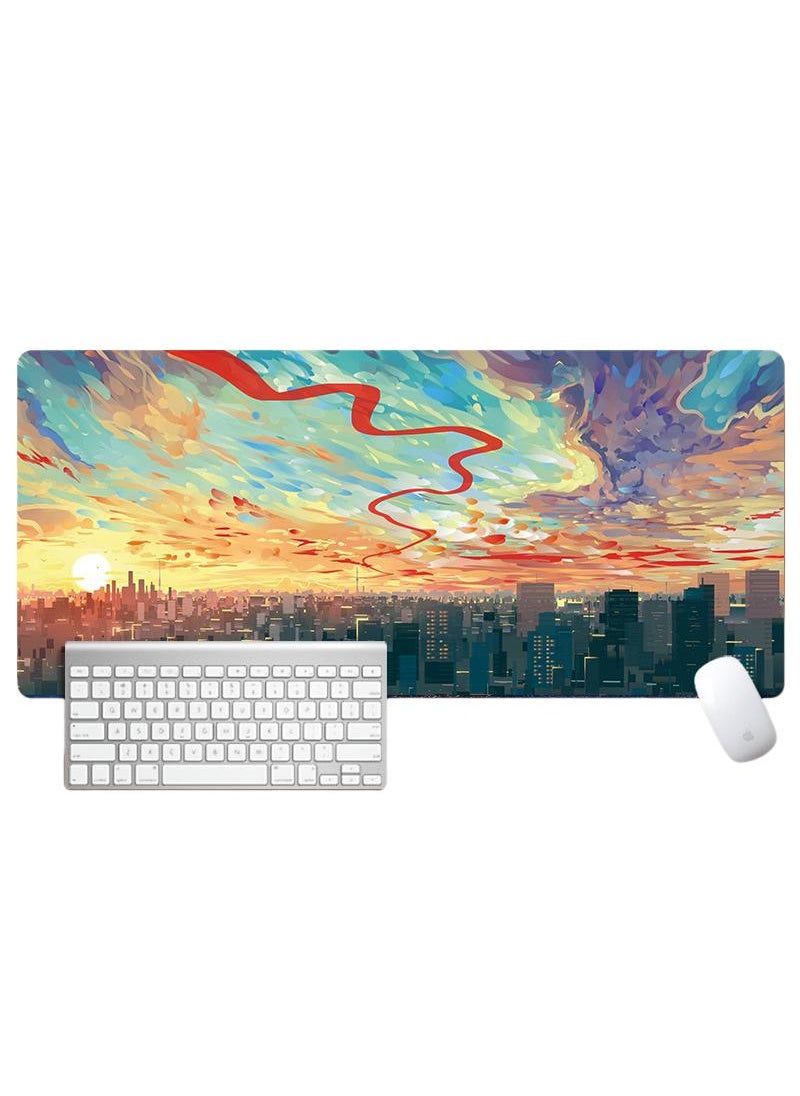 Van Gogh'S Oil And Landscape Paintings Gaming Mouse Pad Extended Large Mat Desk Pad Stitched Edges Mousepad Long Mouse Pad And Non-Slip Rubber Base Mice Pad 800X300X4mm