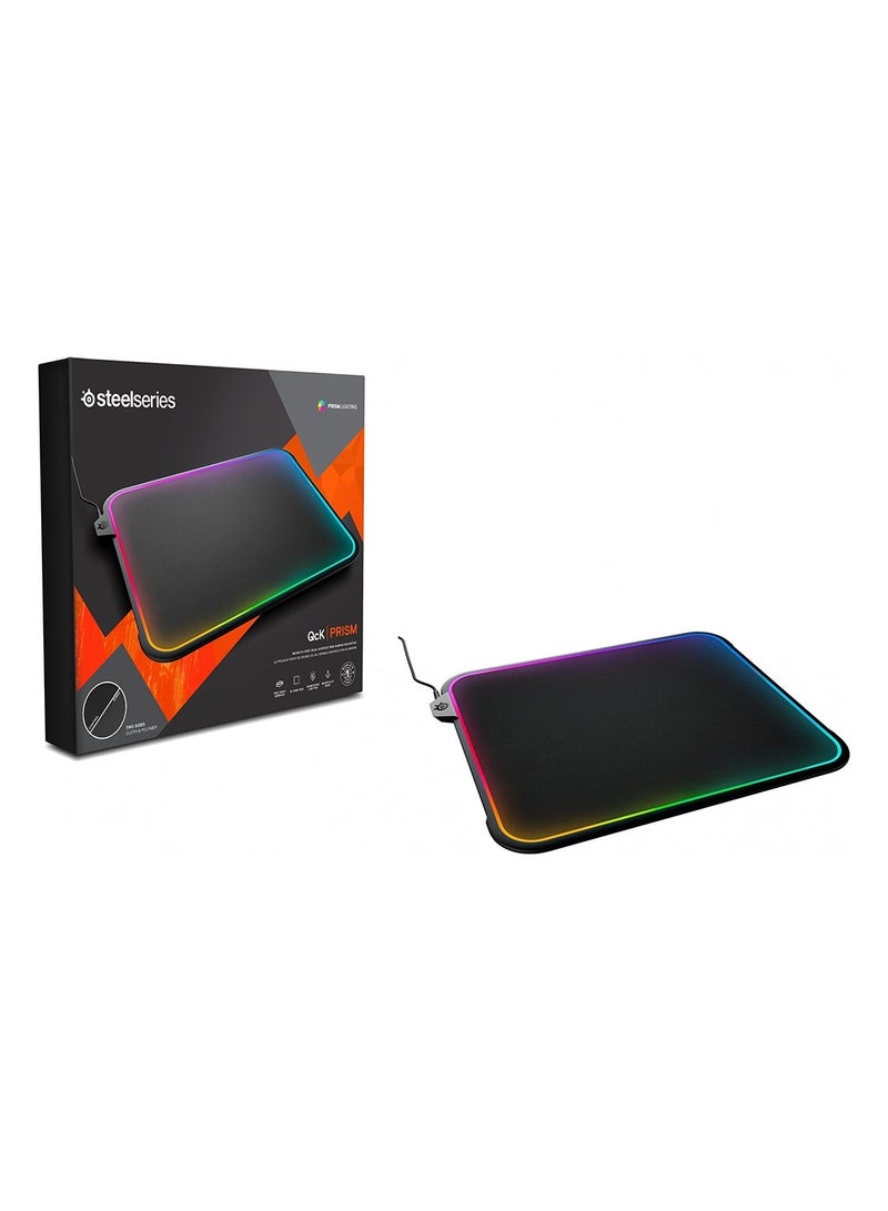 QCK PRISM Cloth 2-Zone Lightning, Micro-Woven Cloth RGB Gaming Mouse Pad – Medium (320 x 270 x 4 mm) – Black | 63825