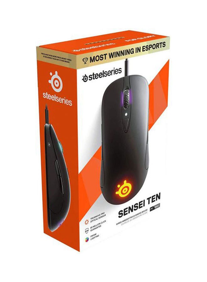 Sensei Ten - Gaming Mouse - 18,000 Cpi Truemove Pro Optical Sensor - Ambidextrous Design - 8 Programmable Buttons - Rgb Lighting