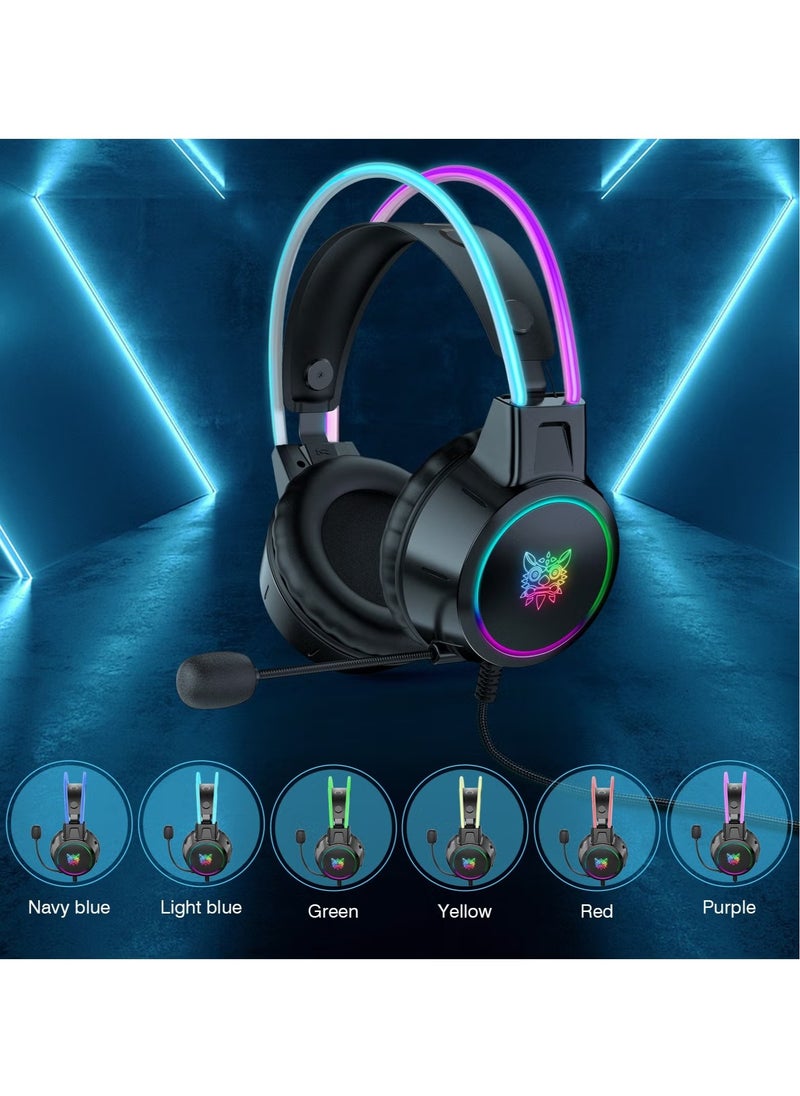 X15 Pro Wired Over-Ear Gaming Headphones with Mic and LED Light for PS4/PS5/XOne/XSeries/NSwitch/PC,Black