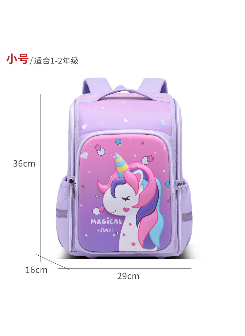 Factory direct supply Net red schoolbag wholesale large capacity Primary School schoolbag burden reduction Ridge protection 3D film three-dimensional shoulder bag Unicorn Trumpet