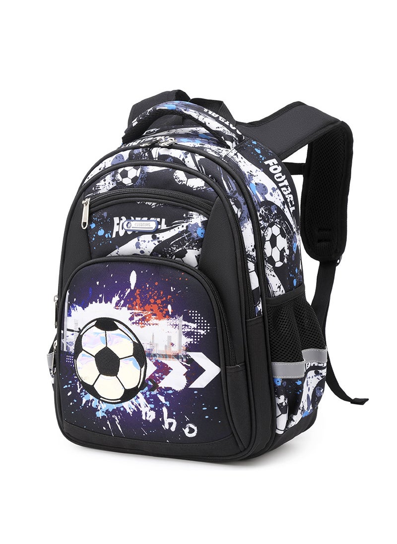 MOK Lightweight Kids School Backpack for Boys and Girls 3-6 Grades Black single football