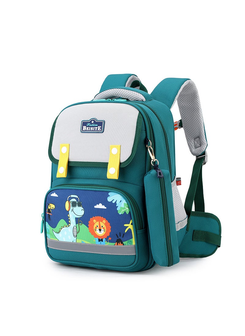 New Kids Cartoon Backpack Lightweight Ergonomic Green