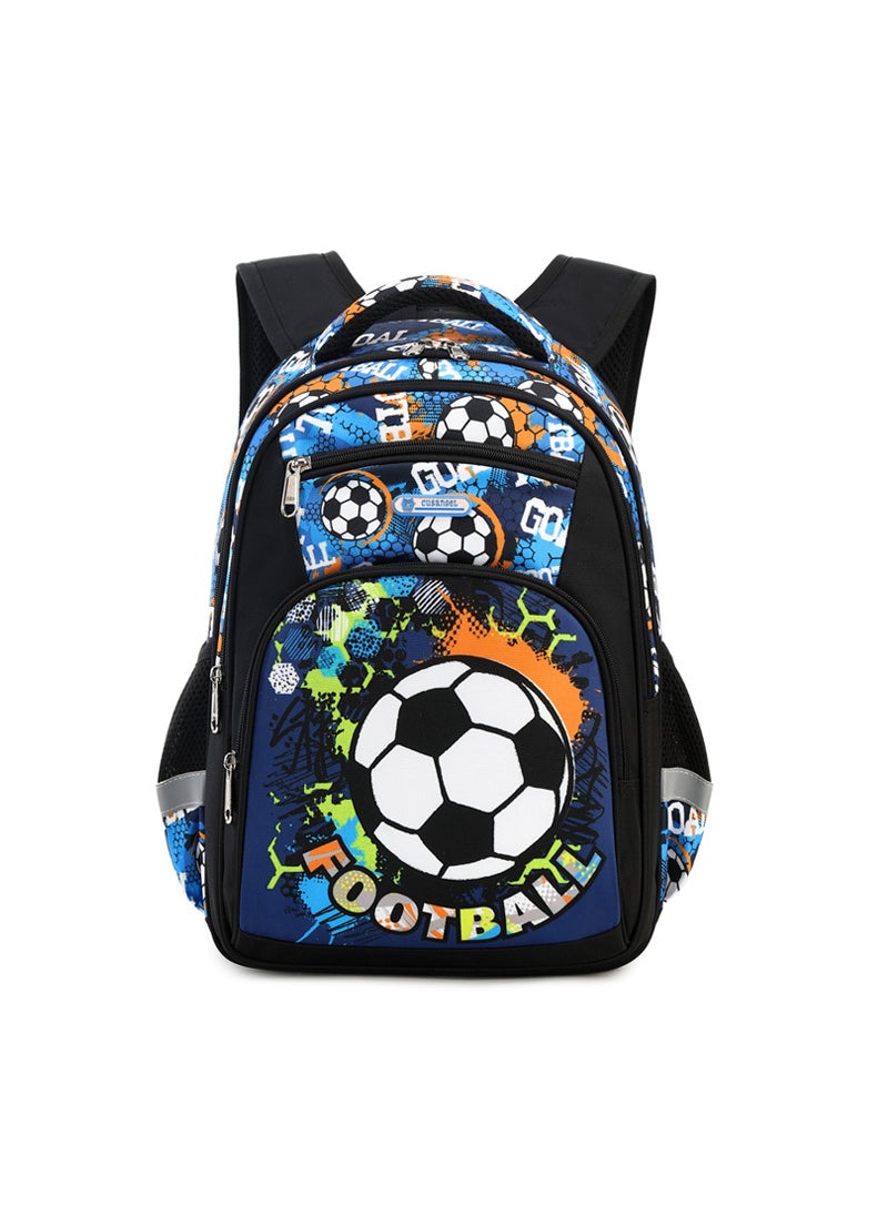 MOK Lightweight Kids School Backpack for Boys and Girls 3-6 Grades Lake Blue football