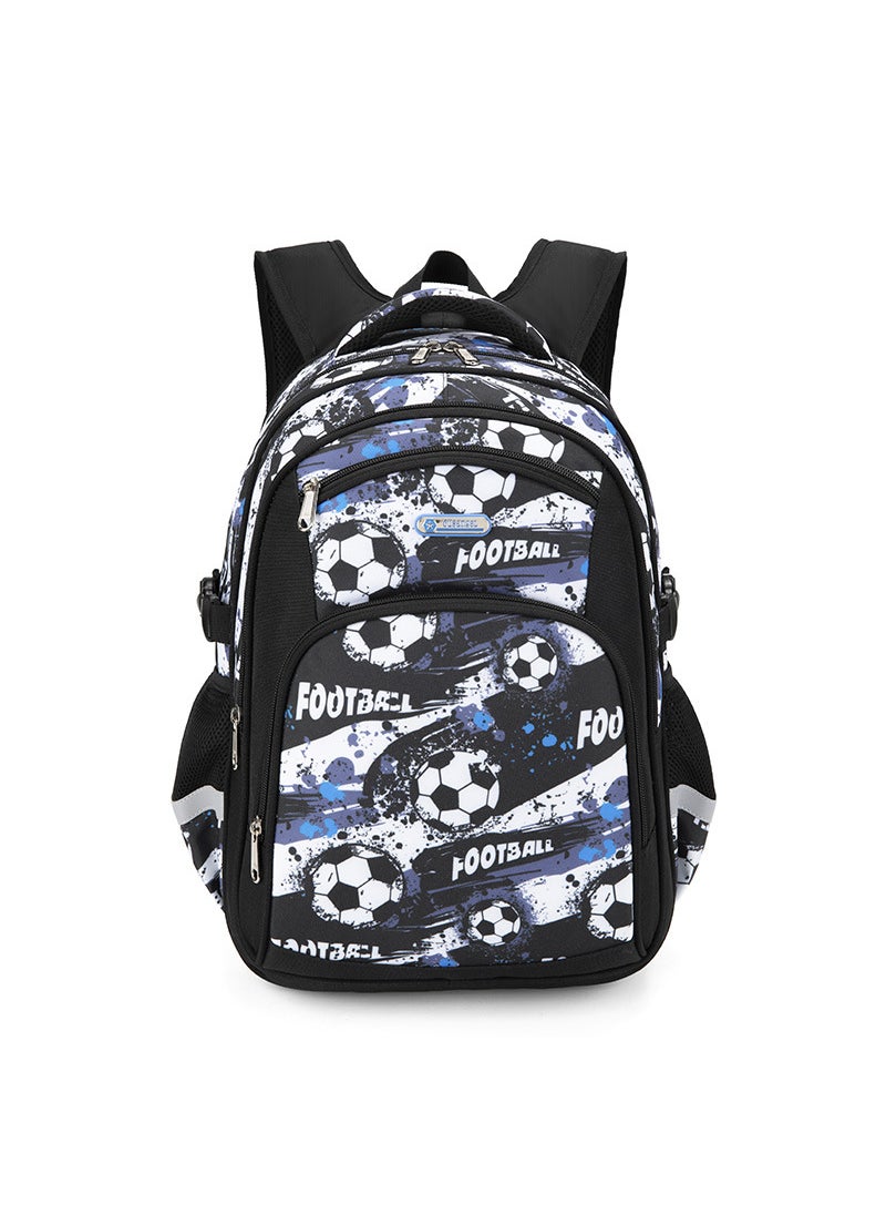 MOK Lightweight Kids School Backpack for Boys and Girls 3-6 Grades Black multi-football