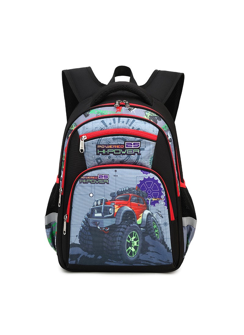 MOK Lightweight Kids School Backpack for Boys and Girls 3-6 Grades Big truck