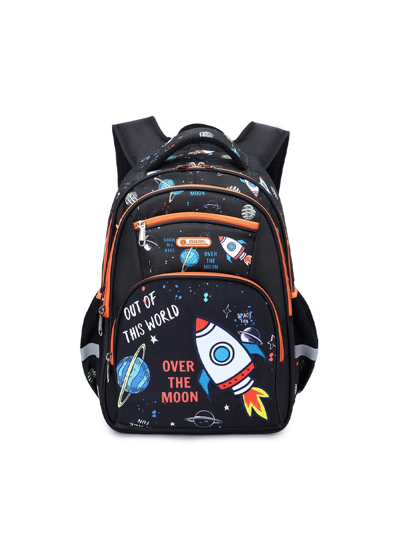 MOK Lightweight Kids School Backpack for Boys and Girls 3-6 Grades Black space